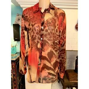NWT DA NANG $238 SILK PRINT BLOUSE S